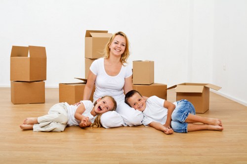 Boxes and furniture placed in a secure short-term storage unit